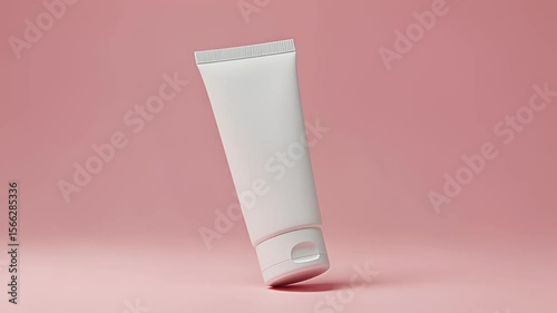 Wallpaper Mural White Cosmetic Tube Isolated Against A Pink Background in Studio Lighting Torontodigital.ca