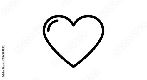 A simple black outline of a heart icon, symbolizing love and affection, presented cleanly and isolated on a pristine white background.