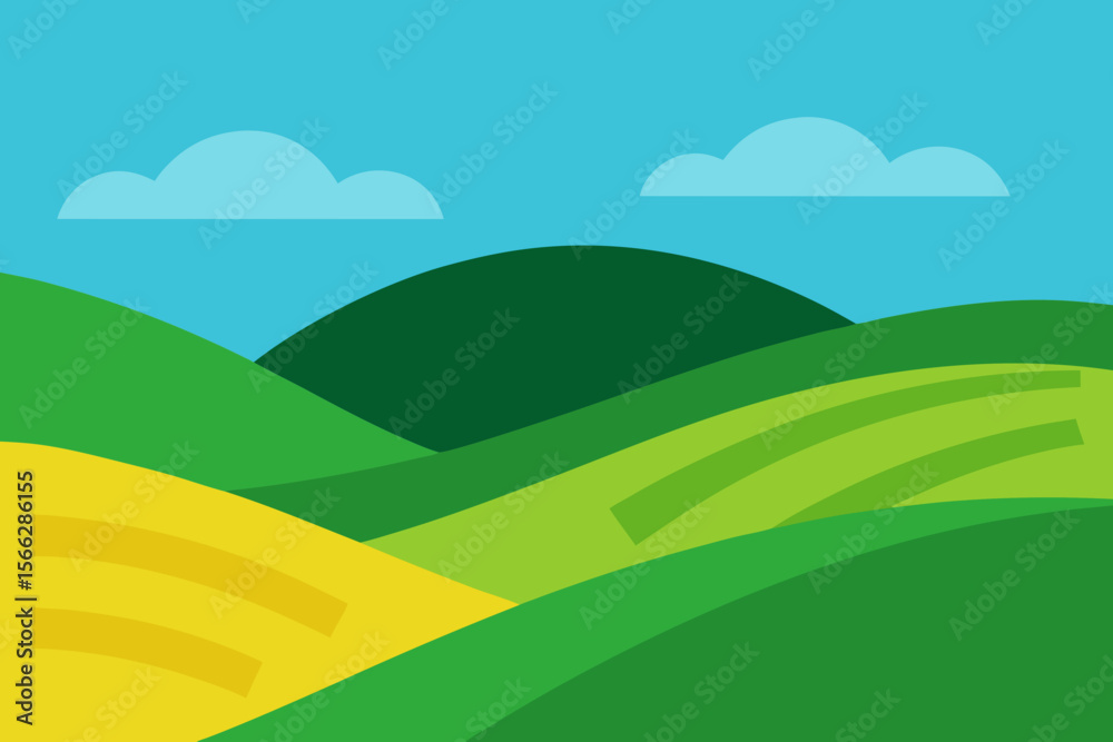 Fototapeta premium A Simple Graphic Depiction Of Rolling Hills For A Minimalist Natural Landscape
