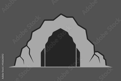A Basic And Simple Outline Of A Cave Entrance For A Minimalist Adventure Icon