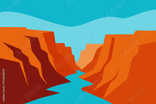 A Simple Graphic Depiction Of A Canyon With Steep Sides For A Nature Or Rock Icon