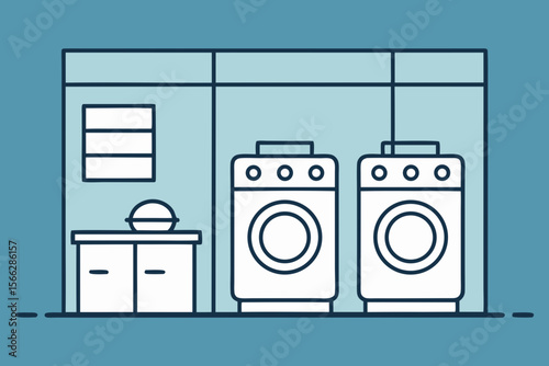 A Simple Laundry Room With Machine Outlines For A Clean And Minimalist Home Chore