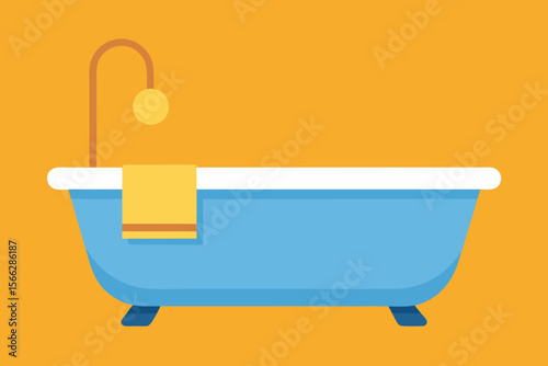 A Basic Bathroom With A Tub Shape For A Simple And Clean Home Interior Themed Icon