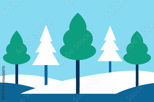 A Basic Snowy Landscape With Tree Outlines For A Simple And Clean Winter Scene