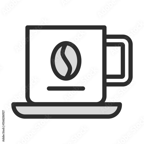 Coffee Cup Bean Icon Hot Beverage Drink Mug Saucer Breakfast Morning Cafe