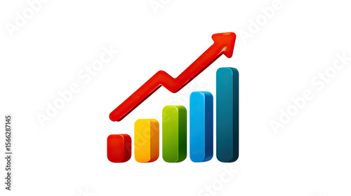Growth visualization: Vibrant bars and a rising arrow depict progress and upward movement, perfectly illustrating financial success, and business expansion, a visual of growth. Free Download Growth visualization: Vibrant bars and a rising arrow depict progress and upward movement, perfectly illustrating financial success, and business expansion, a visual of growth. - GFXLoad