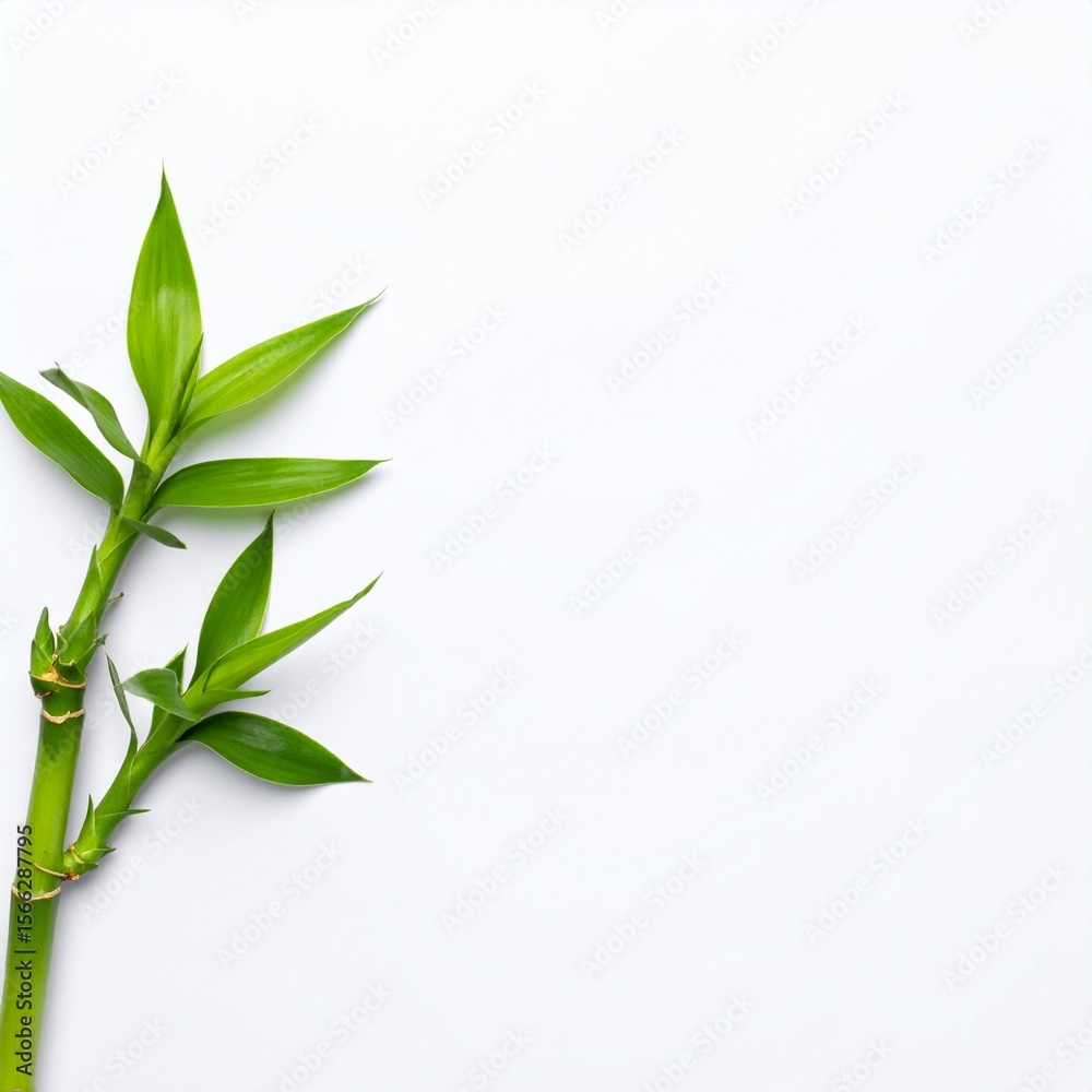 Lucky bamboo plant on white background for zen and minimalist design Lucky bamboo plant on white background for zen and minimalist design