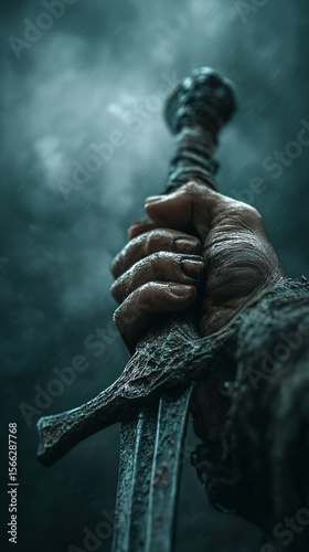 a hand holding the old sward tightly
