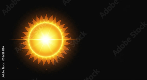 Two bright, glowing celestial bodies, resembling suns or stars, illuminate the vast darkness of space, one with a prominent solar flare.