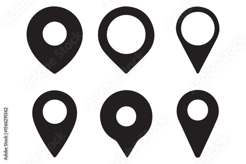 
Location pin icon set. Map navigation line style symbol. Gps location sign