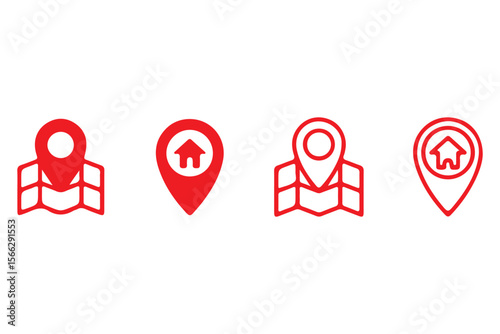 
Location pin icon set. Map navigation line style symbol. Gps location sign