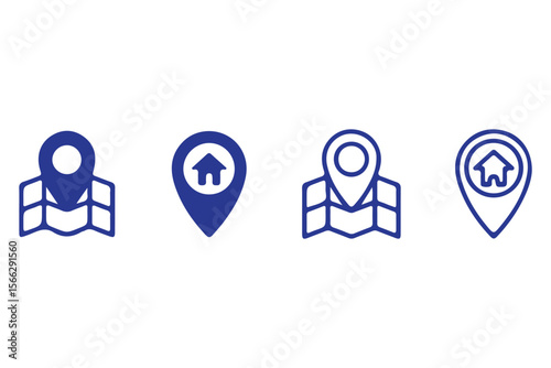 
Location pin icon set. Map navigation line style symbol. Gps location sign