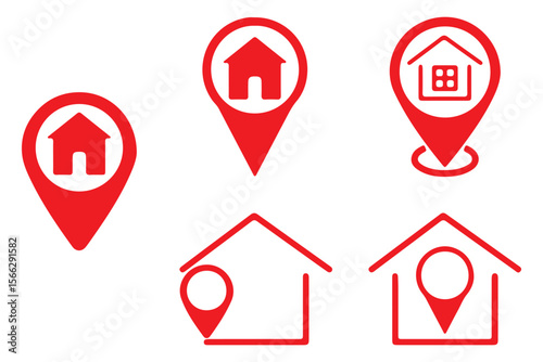 
Location pin icon set. Map navigation line style symbol. Gps location sign