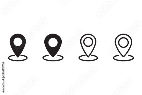 
Location pin icon set. Map navigation line style symbol. Gps location sign