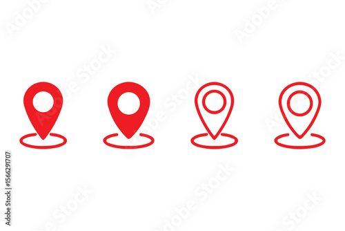 
Location pin icon set. Map navigation line style symbol. Gps location sign