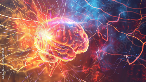 Wallpaper Mural  holographic representation of a human brain with AI-enhanced neural pathways Torontodigital.ca