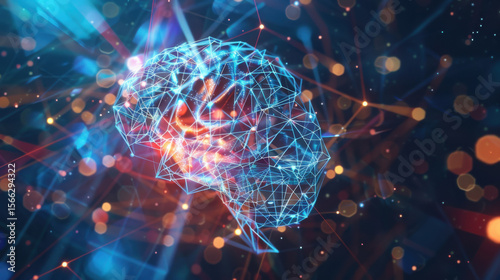 Wallpaper Mural  holographic representation of a human brain with AI-enhanced neural pathways Torontodigital.ca