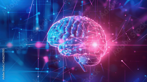 Wallpaper Mural  holographic representation of a human brain with AI-enhanced neural pathways Torontodigital.ca