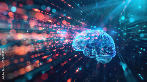 Wallpaper Mural  holographic representation of a human brain with AI-enhanced neural pathways Torontodigital.ca