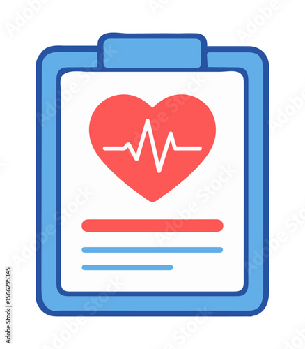Flat Medical Heart Checkup Icon – Health Report & Cardiovascular Care Symbol