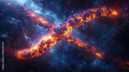 Abstract Galactic Cosmic Nebula Space Background with Fire and Energy Swirls