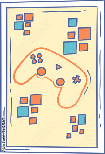 Vibrant Gaming Controller Illustration Pixel Art Design