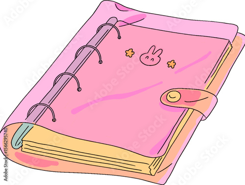 Cute Pink Bunny Notebook Illustration  Perfect for Planners and Journaling