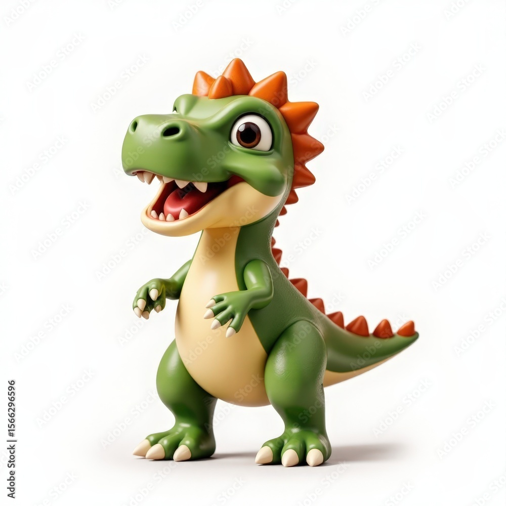 Fototapeta premium Green and Orange Cartoon Dinosaur Figurine
