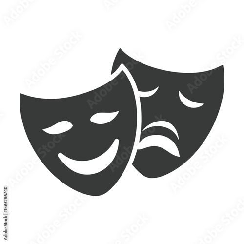 Masquerade Vector Icon – Classic Comic and Tragic Theater Mask Symbols on White Background