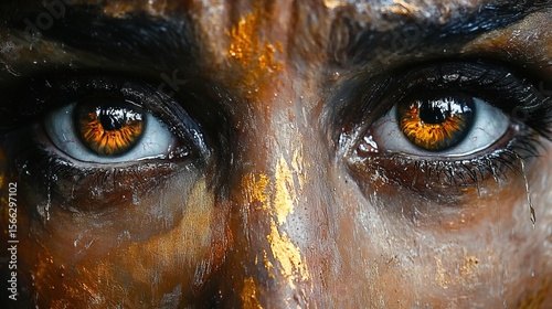 A close-up of tearful eyes filled with hope and determination 