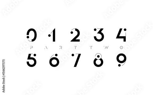 Numbers with dot, bold numerals 0, 1, 2, 3, 4, 5, 6, 7, 8, 9, vector illustration 10EPS.