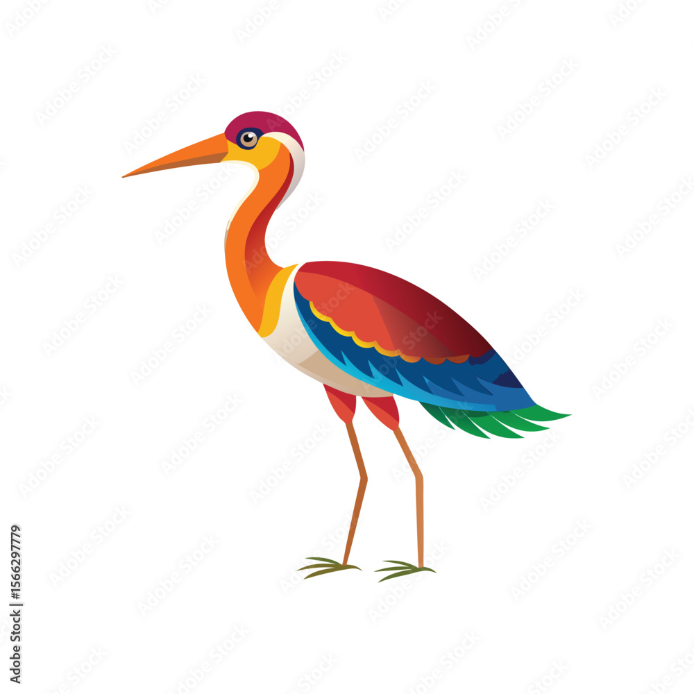 Fototapeta premium Coloring Seabird, Wading Bird, Tropical Bird, Animal Icon, Logo, Illustrations Vector