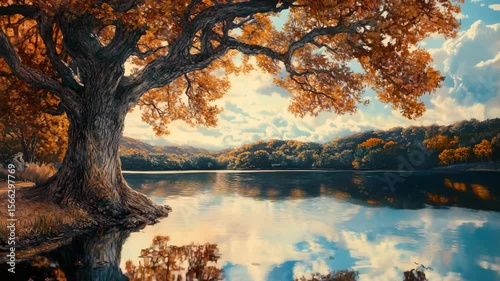 Majestic Tree by the Water - Cinematic Painted Landscape