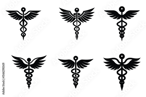 Caduceus health flat icon for medical apps and websites