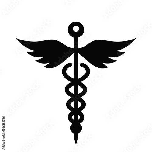 Caduceus health flat icon for medical apps and websites