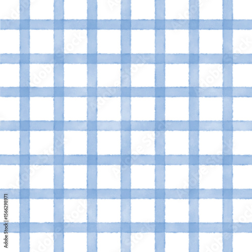 青い水彩のピクニックチェック柄背景　Adobe Illustrator Artwork