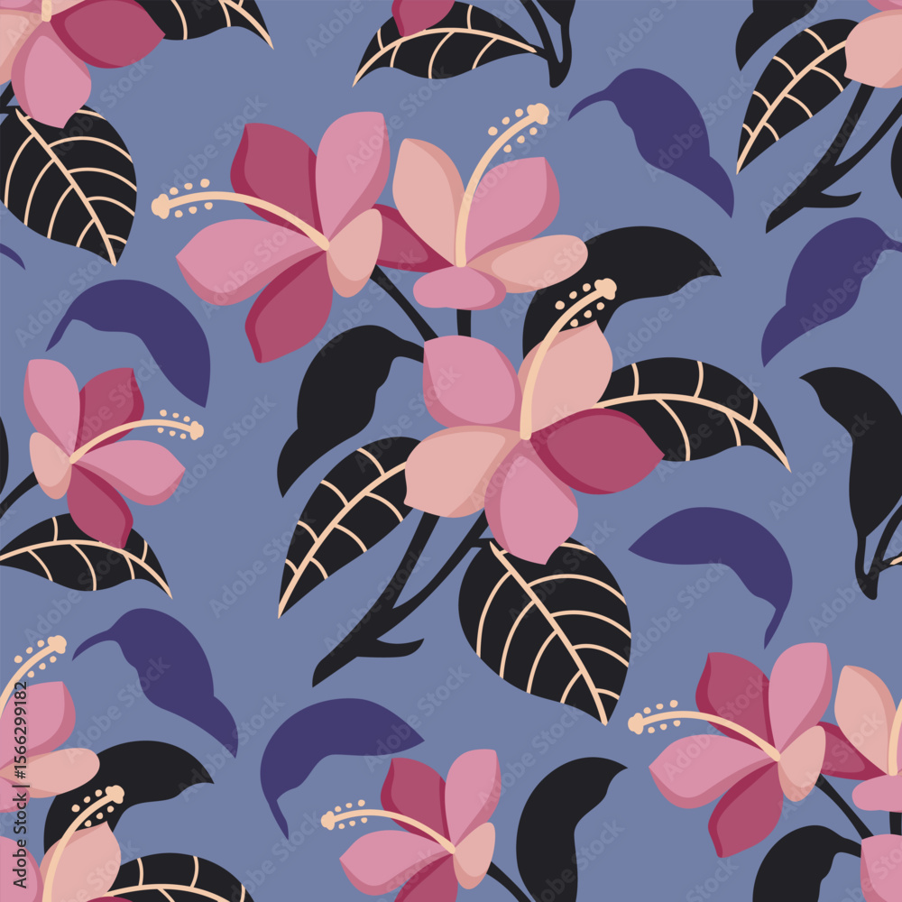Obraz premium florals hibiscus Pink fabric pattern vector flat design