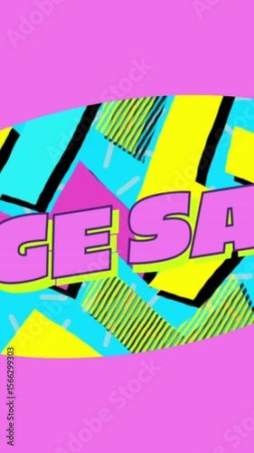 Huge sale graphic in colourful oval on pink background