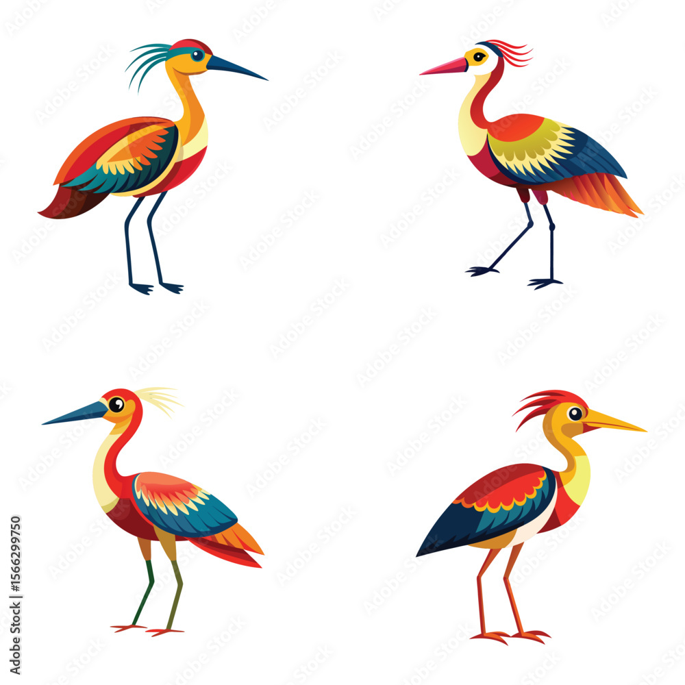Obraz premium Coloring Seabird, Wading Bird, Tropical Bird, Animal Icon, Logo, Illustrations Vector