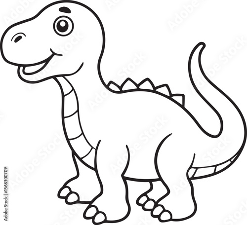 Happy Cartoon Dinosaur Coloring Page