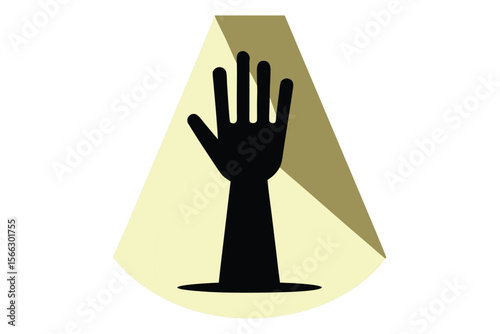 Symbolic left hand illuminated in spotlight celebrating uniqueness and individuality