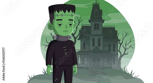 Melancholy Frankenstein in a Haunted Mansion.