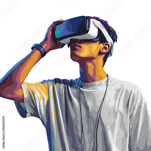 Man experiencing virtual reality headset technology