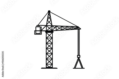 Construction Crane Tower Silhouette Illustration for Building Projects