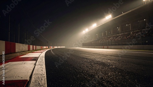 race track corner asphalt surface low angle view at night stadium