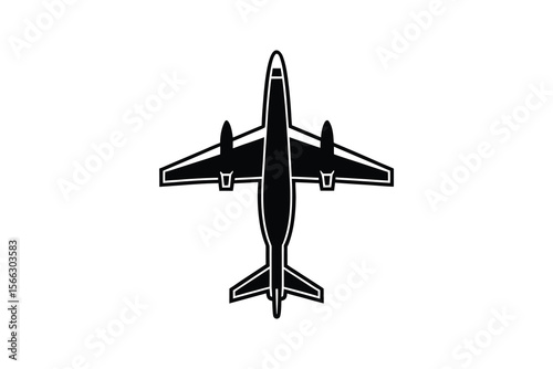 Airplane Top View Icon Jet Silhouette