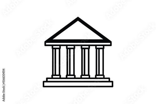 Simple Greek Temple Building Silhouette