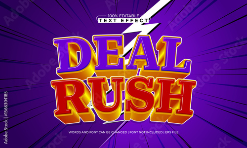 deal rush editable text effect with a sale and offer text style