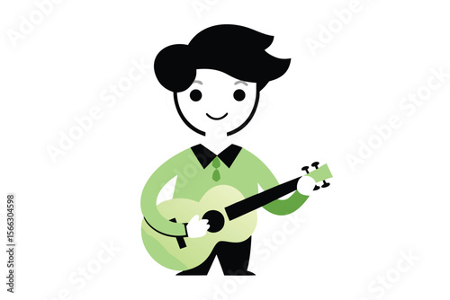 Young person happily playing a ukulele with left hand technique