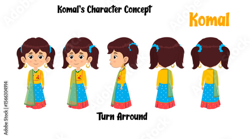 People cartoon character vector child animation girl face smile illustration turnaround sprite sheet